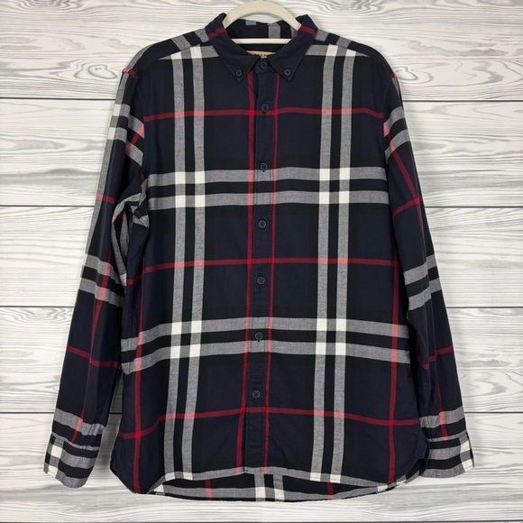 Burberry Other - Burberry Navy Blue Nova Check Long Sleeve Button Down Shirt Size Large